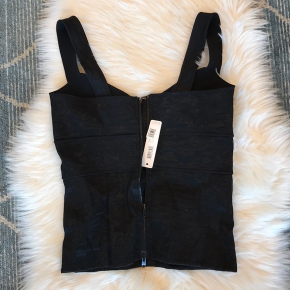 Donna Karen Black Cross Top Tank Tops